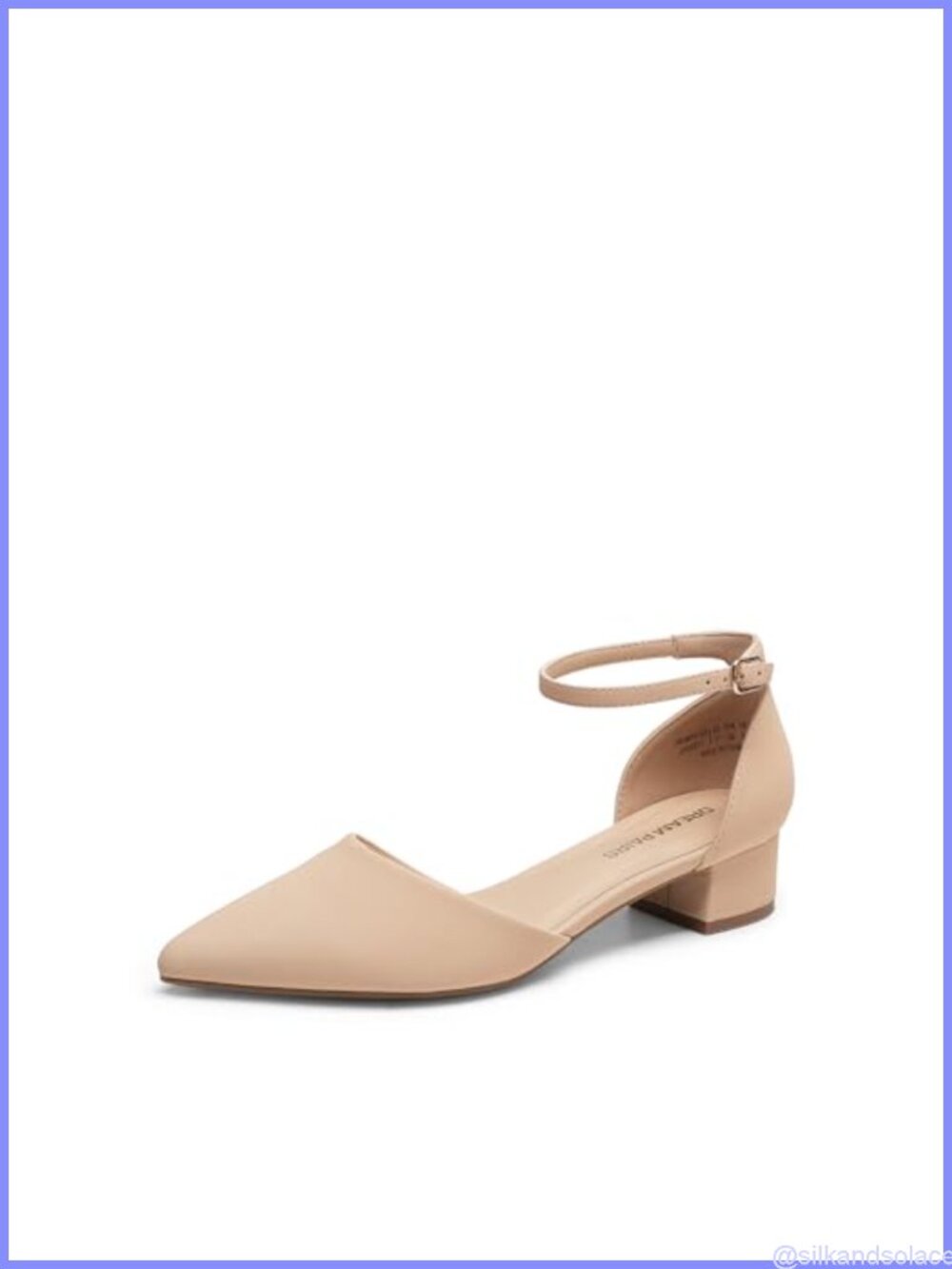 Faux Leather D'Orsay Pointed Toe Low Block Heel Pumps Ankle Strap Dress Shoes